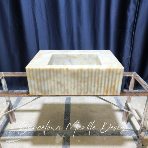Stunning Calacatta Gold Fluted Marble Sink